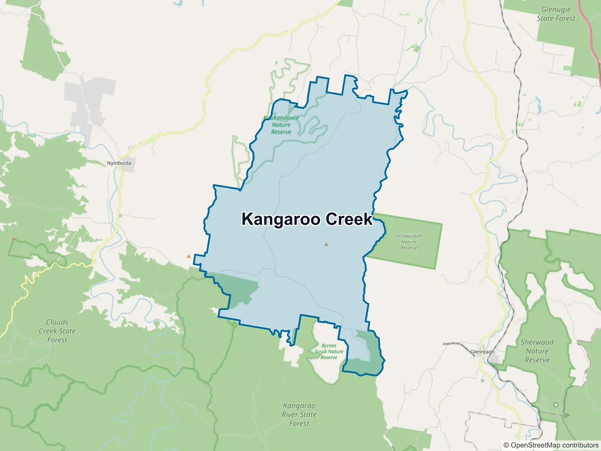 Map of Kangaroo Creek, NSW, Australia