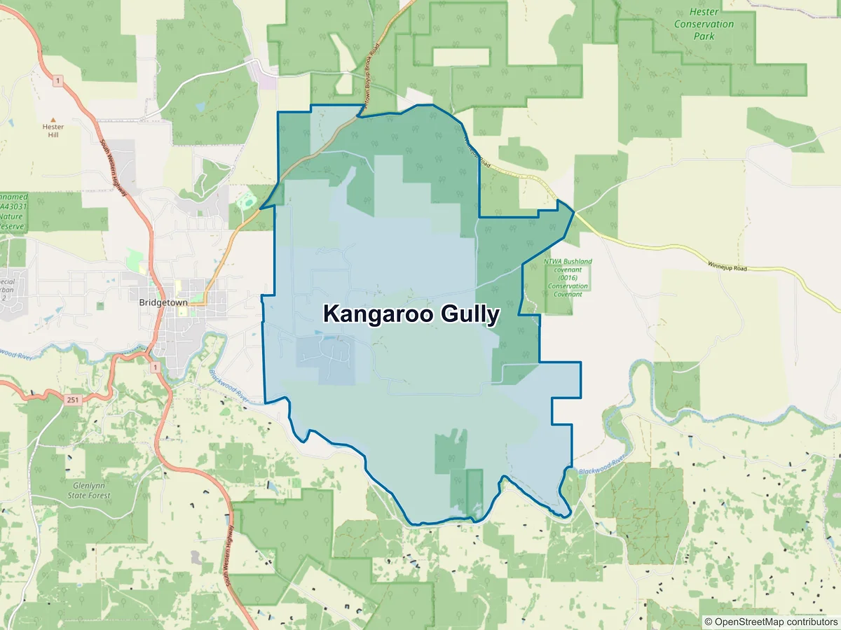 Map of Kangaroo Gully, WA, Australia