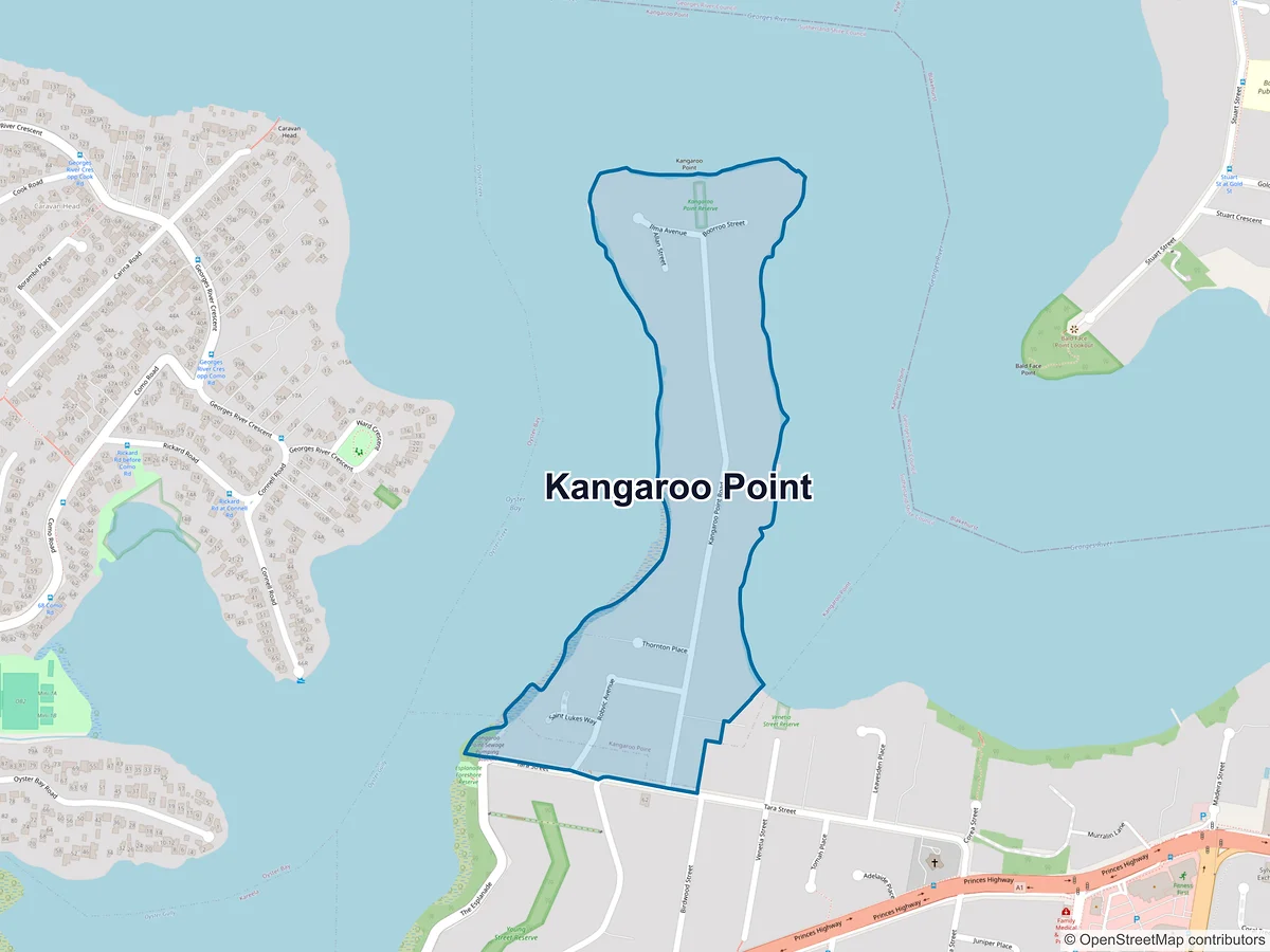 Map of Kangaroo Point, NSW, Australia