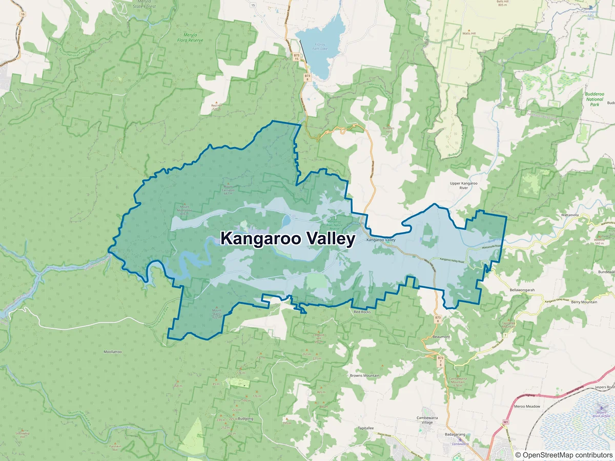 Map of Kangaroo Valley, NSW, Australia