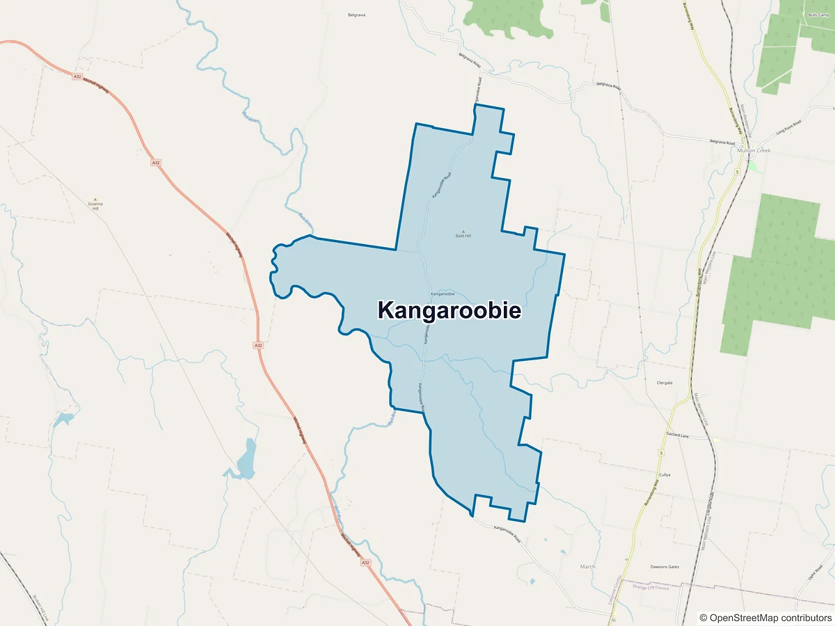 Map of Kangaroobie, NSW, Australia