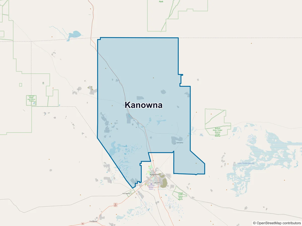 Map of Kanowna, WA, Australia