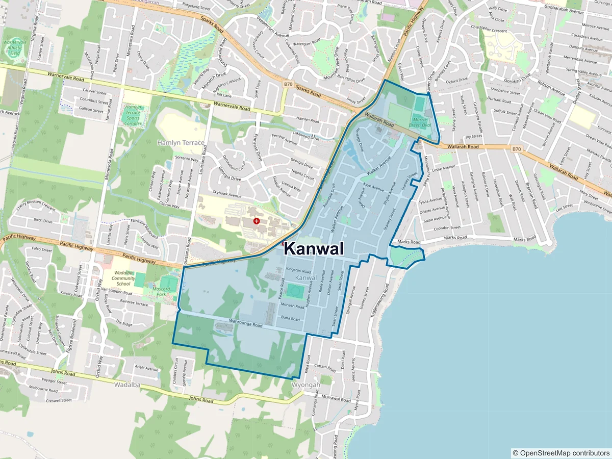 Map of Kanwal, NSW, Australia