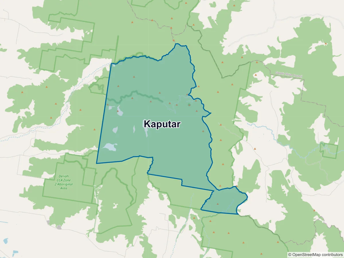 Map of Kaputar, NSW, Australia