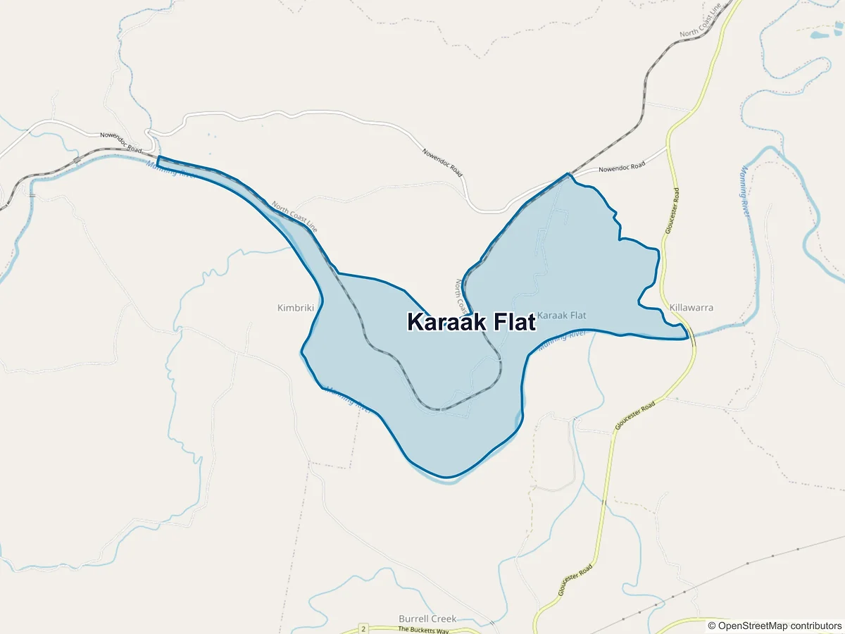 Map of Karaak Flat, NSW, Australia