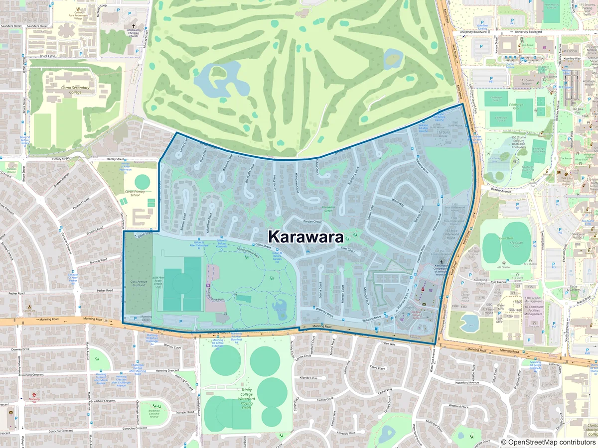 Map of Karawara, WA, Australia