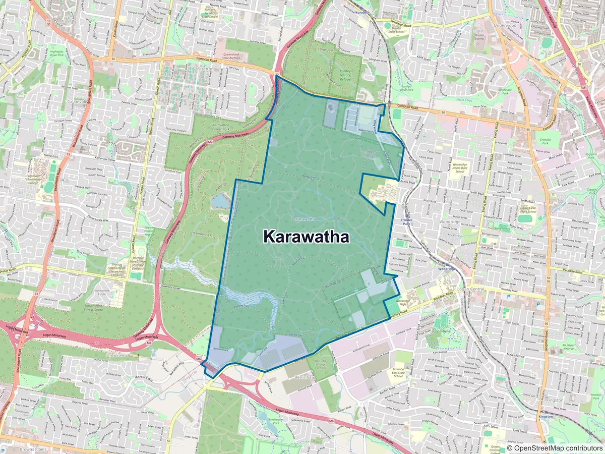 Map of Karawatha, QLD, Australia