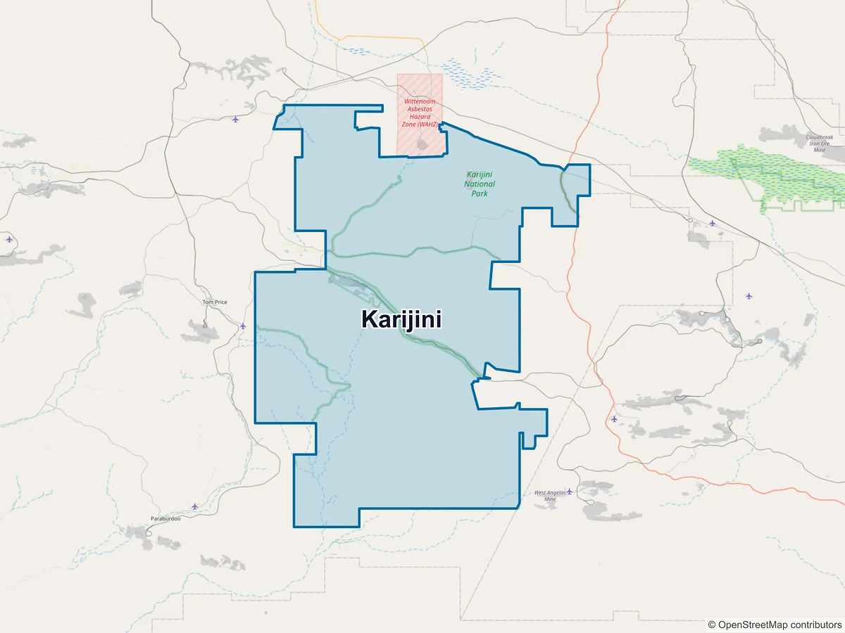 Map of Karijini, WA, Australia