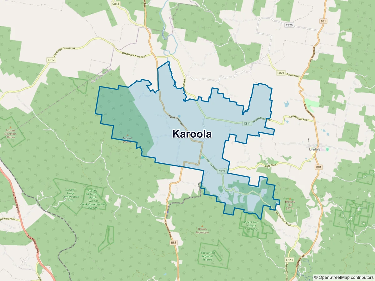 Map of Karoola, TAS, Australia