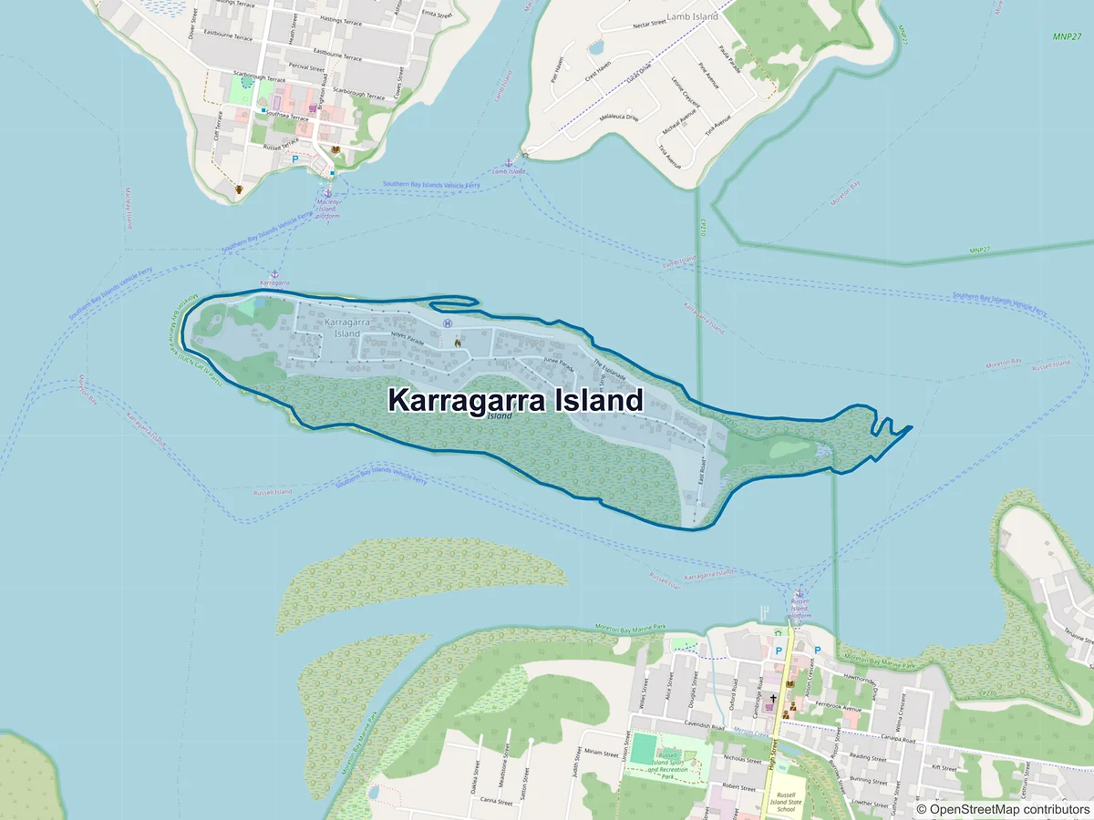 Map of Karragarra Island, QLD, Australia