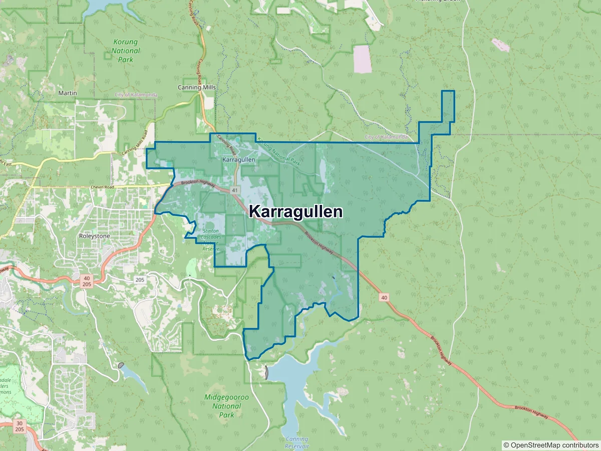 Map of Karragullen, WA, Australia
