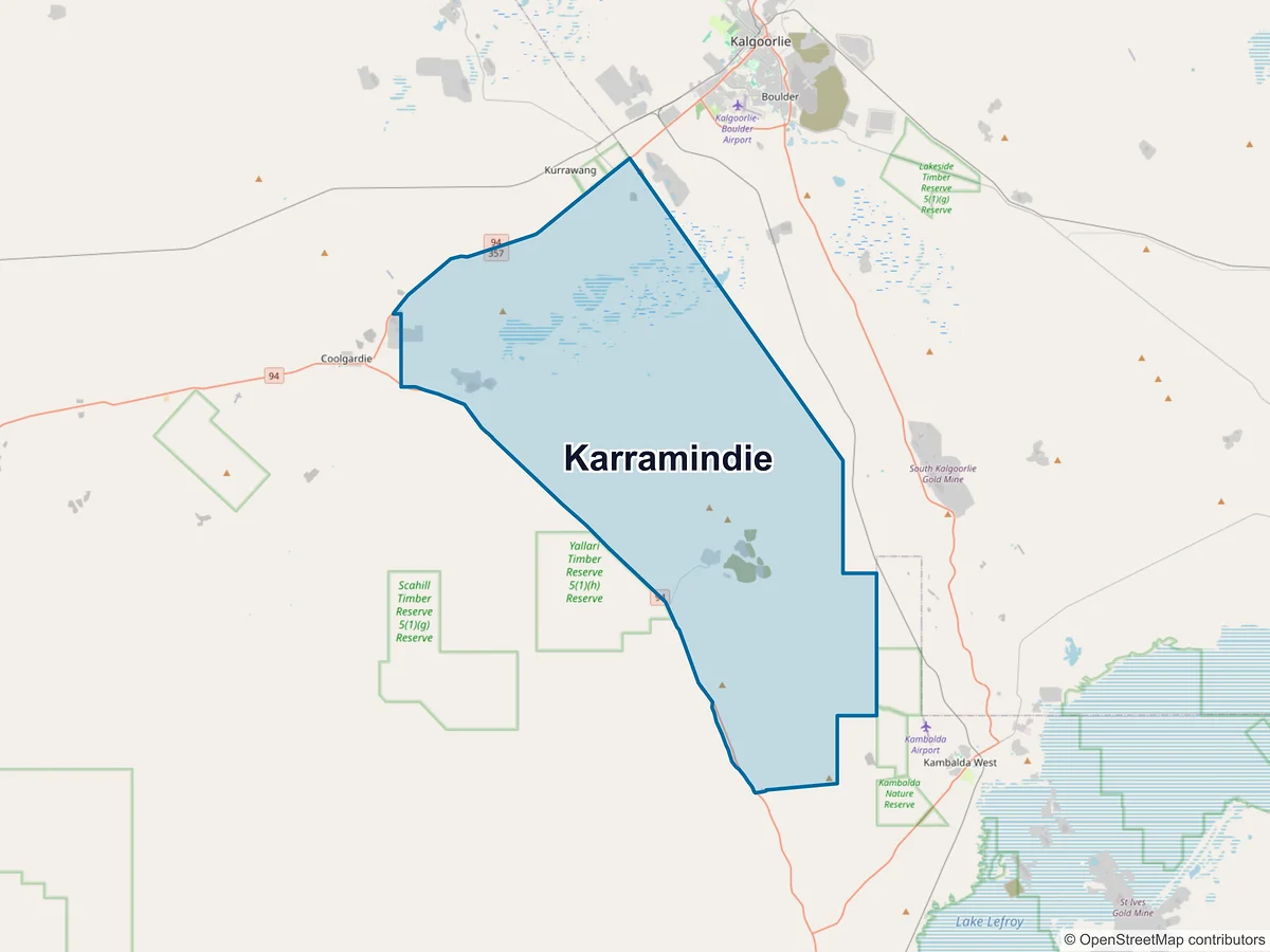 Map of Karramindie, WA, Australia