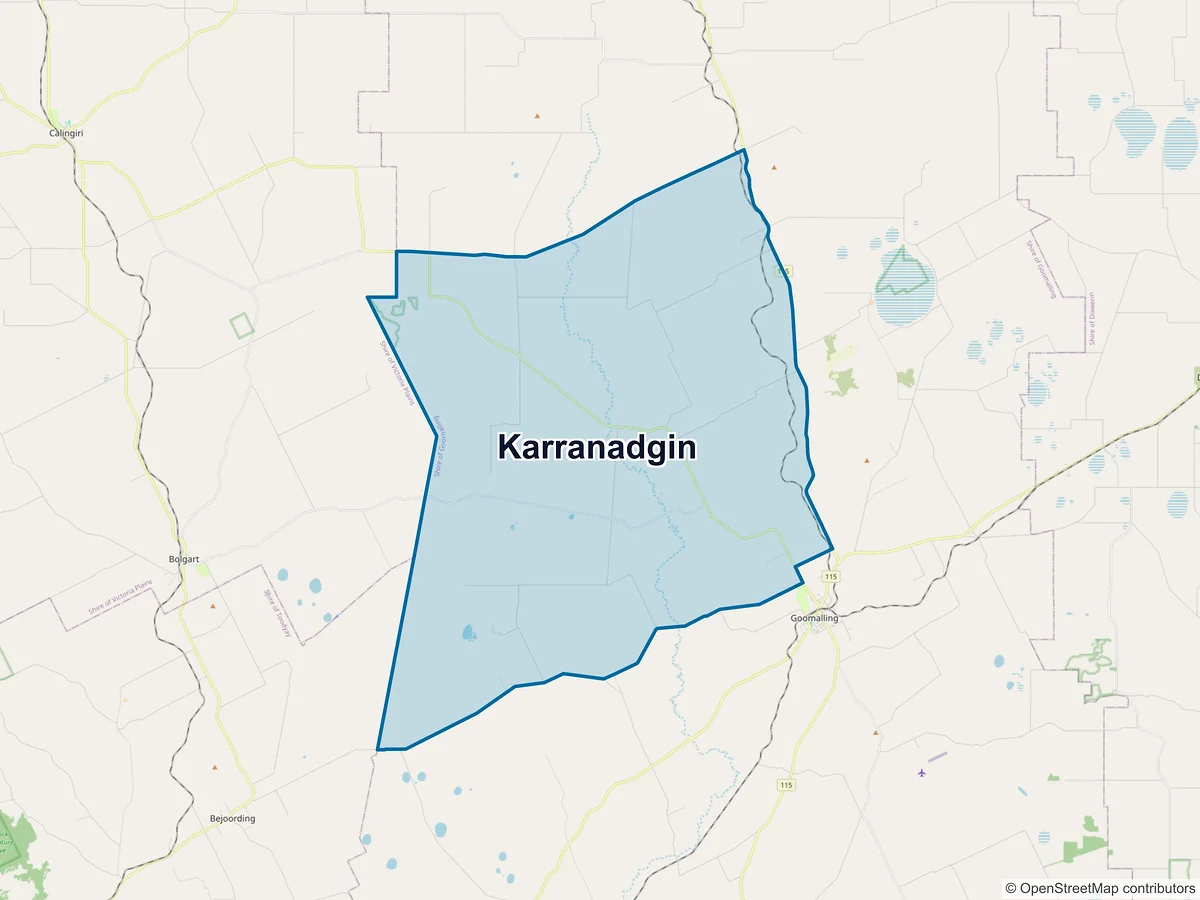 Map of Karranadgin, WA, Australia
