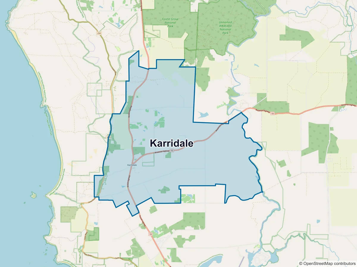 Map of Karridale, WA, Australia