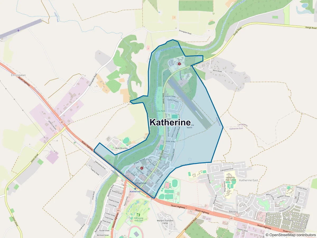 Map of Katherine, NT, Australia
