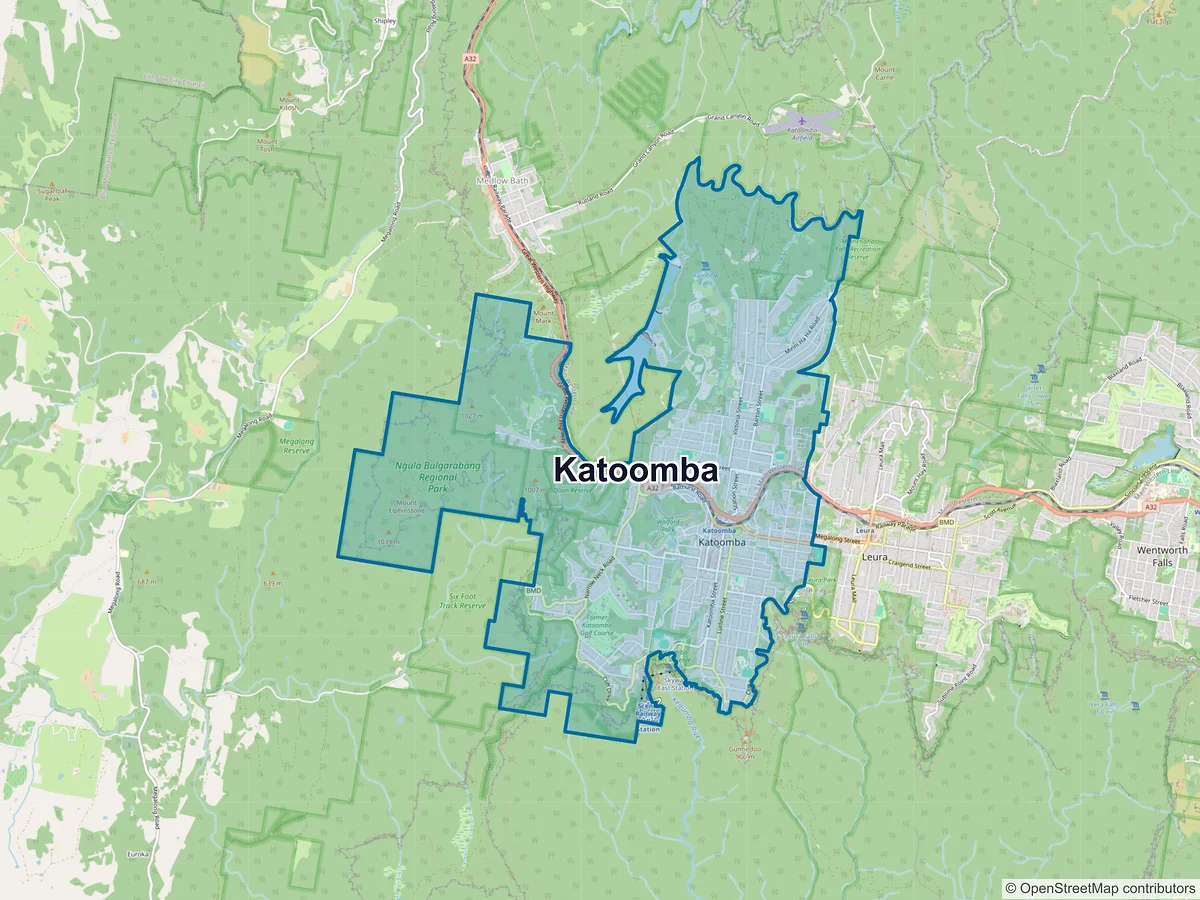 Map of Katoomba, NSW, Australia