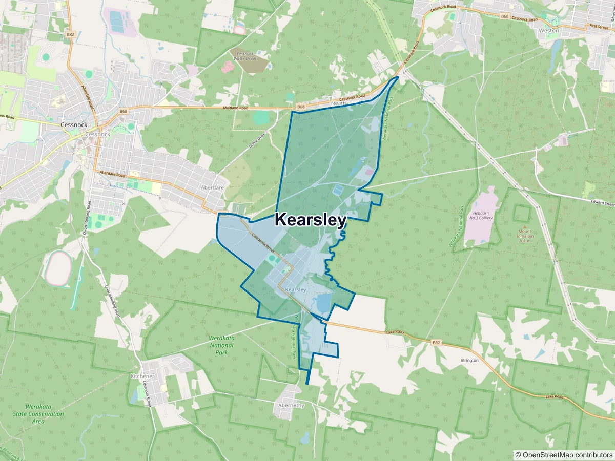 Map of Kearsley, NSW, Australia