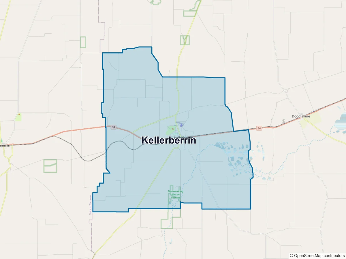 Map of Kellerberrin, WA, Australia