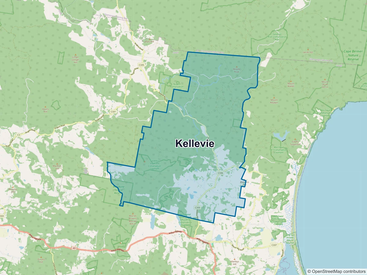 Map of Kellevie, TAS, Australia