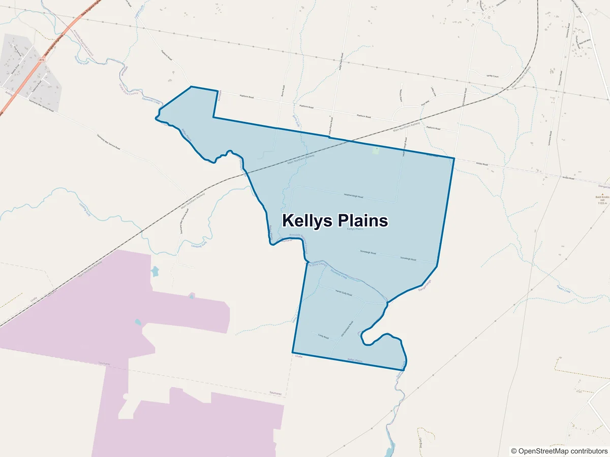 Map of Kellys Plains, NSW, Australia