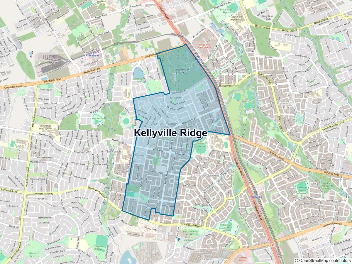 Map of Kellyville Ridge, NSW, Australia