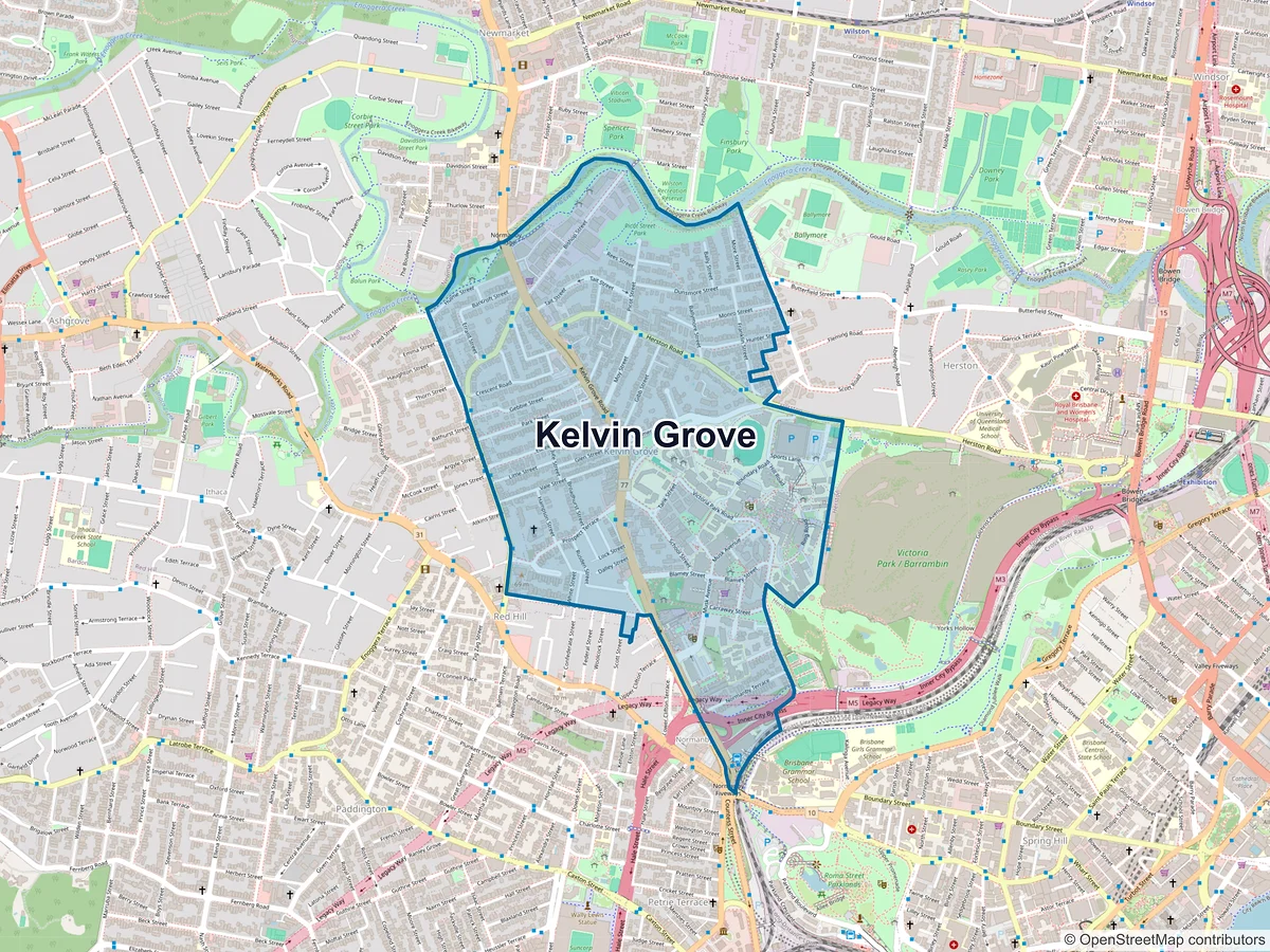 Map of Kelvin Grove, QLD, Australia