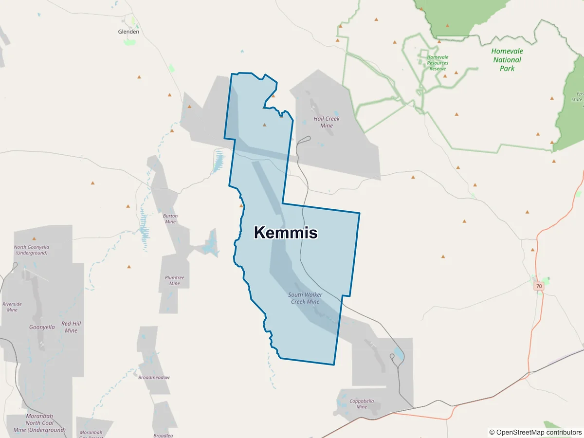 Map of Kemmis, QLD, Australia