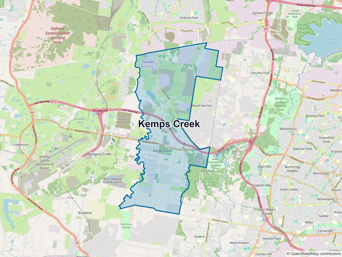 Map of Kemps Creek, NSW, Australia