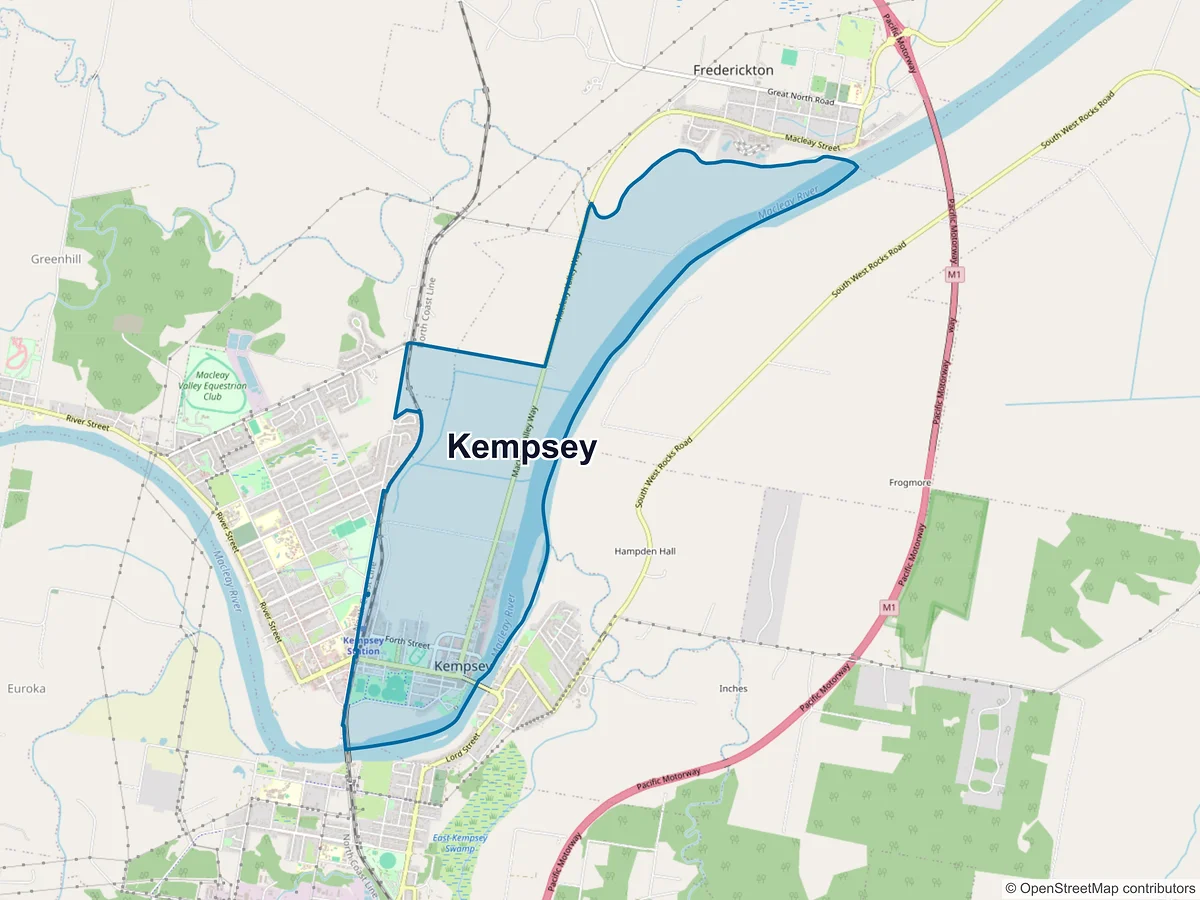 Map of Kempsey, NSW, Australia