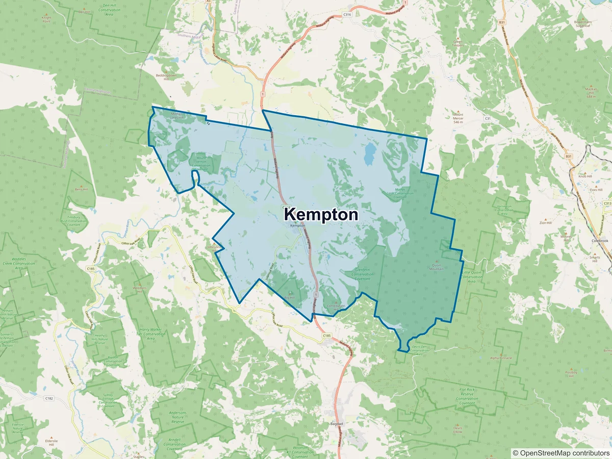 Map of Kempton, TAS, Australia