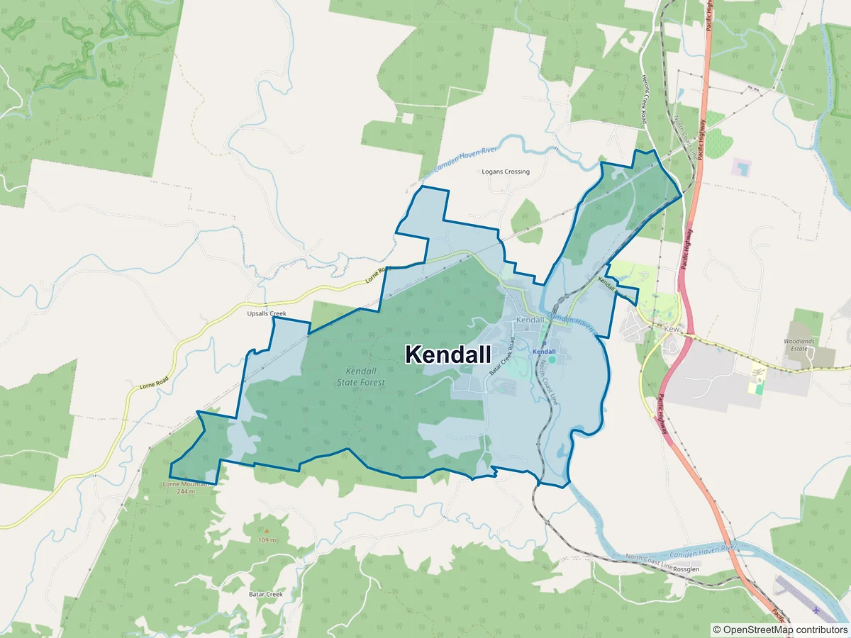 Map of Kendall, NSW, Australia