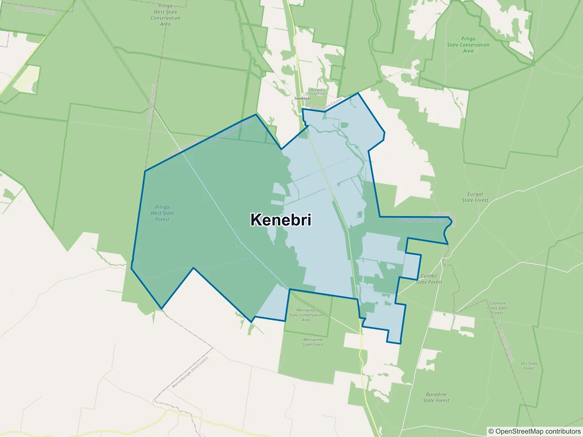 Map of Kenebri, NSW, Australia