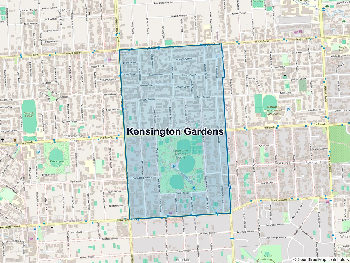 Map of Kensington Gardens, SA, Australia