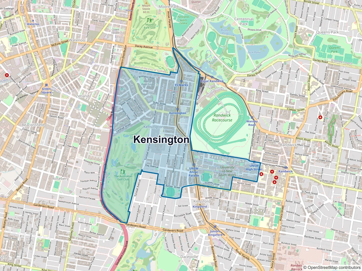 Map of Kensington, NSW, Australia
