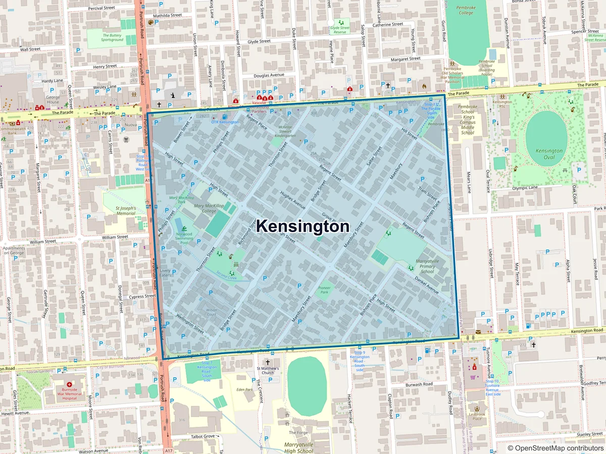 Map of Kensington, SA, Australia