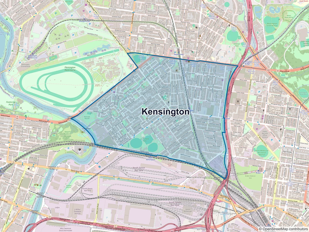 Map of Kensington, VIC, Australia