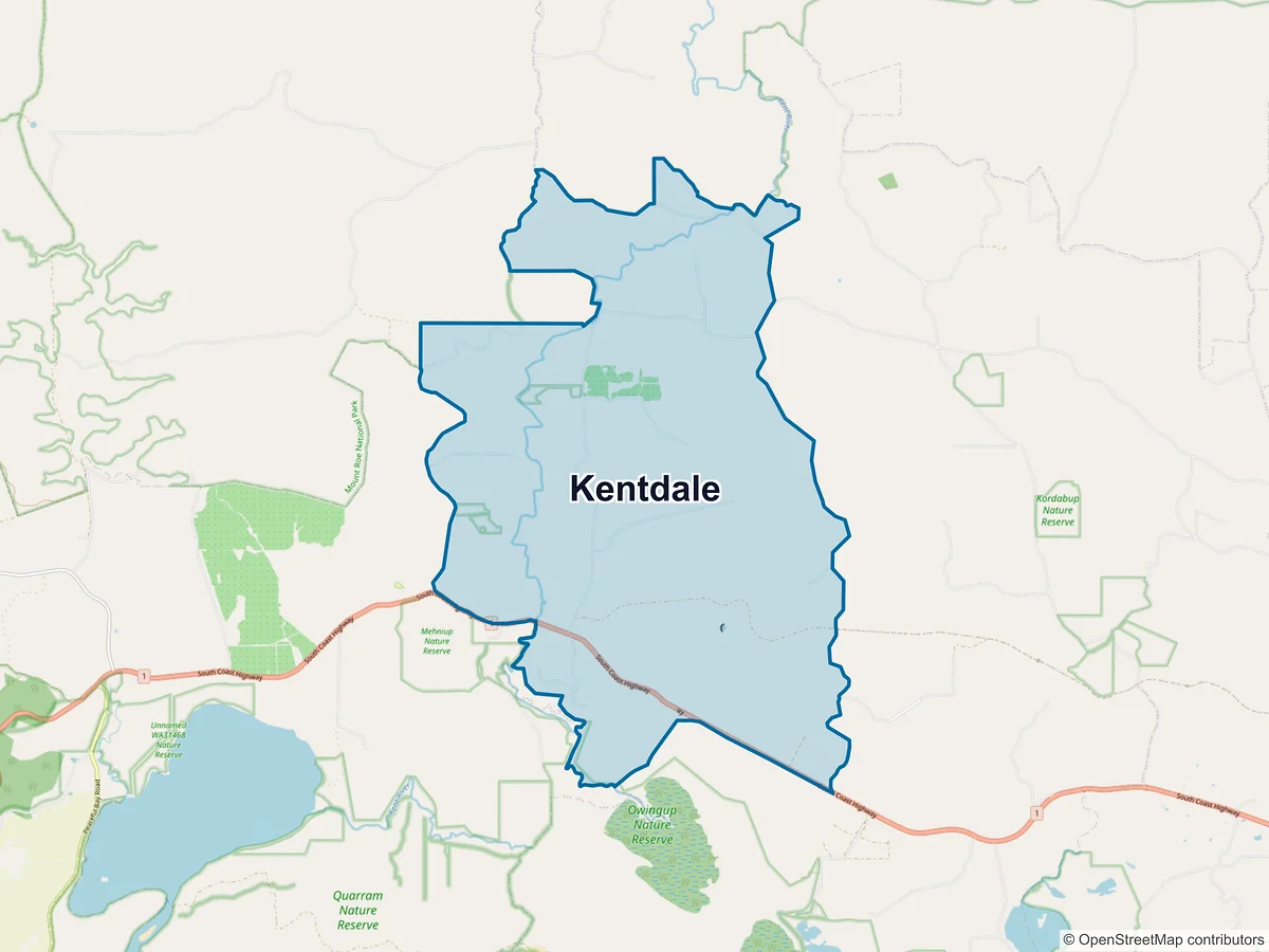 Map of Kentdale, WA, Australia