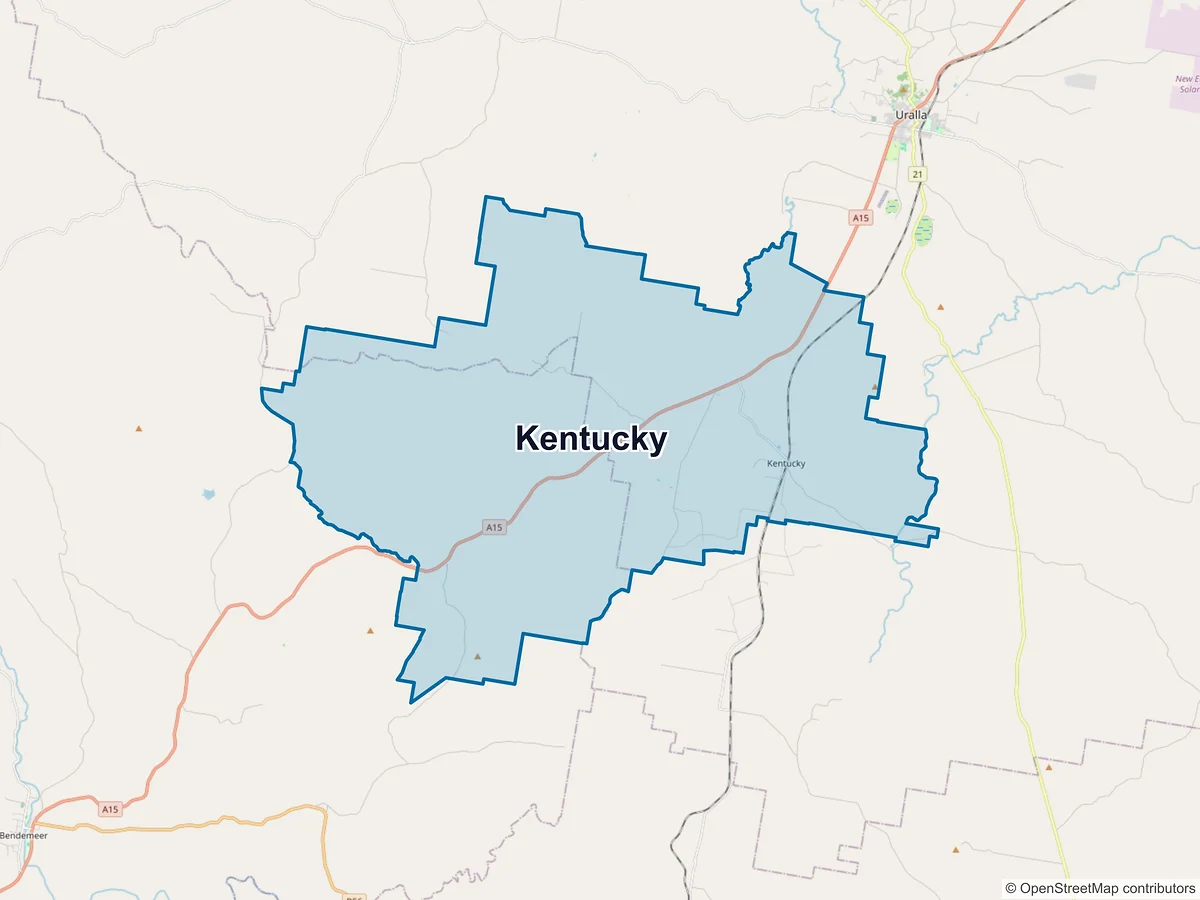 Map of Kentucky, NSW, Australia