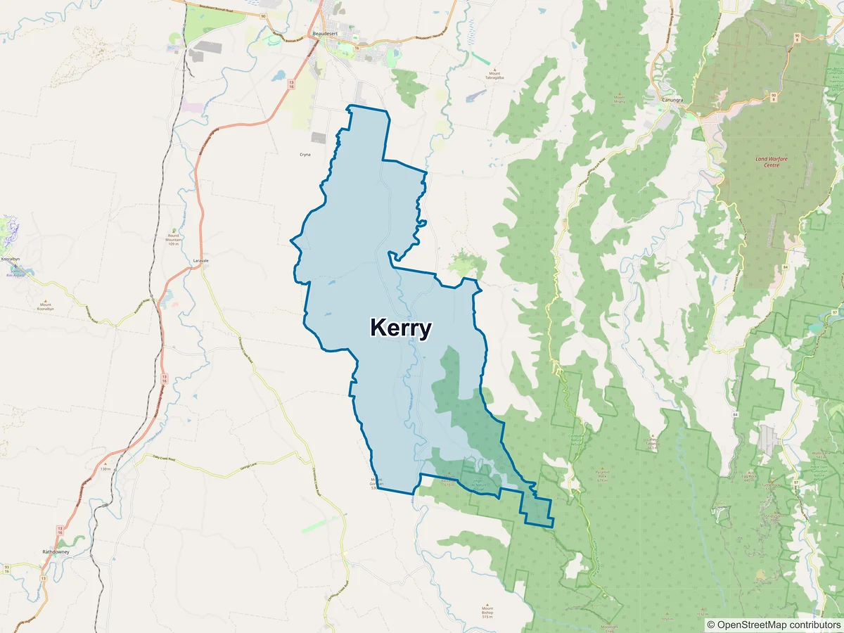 Map of Kerry, QLD, Australia
