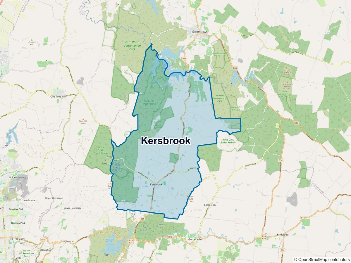 Map of Kersbrook, SA, Australia
