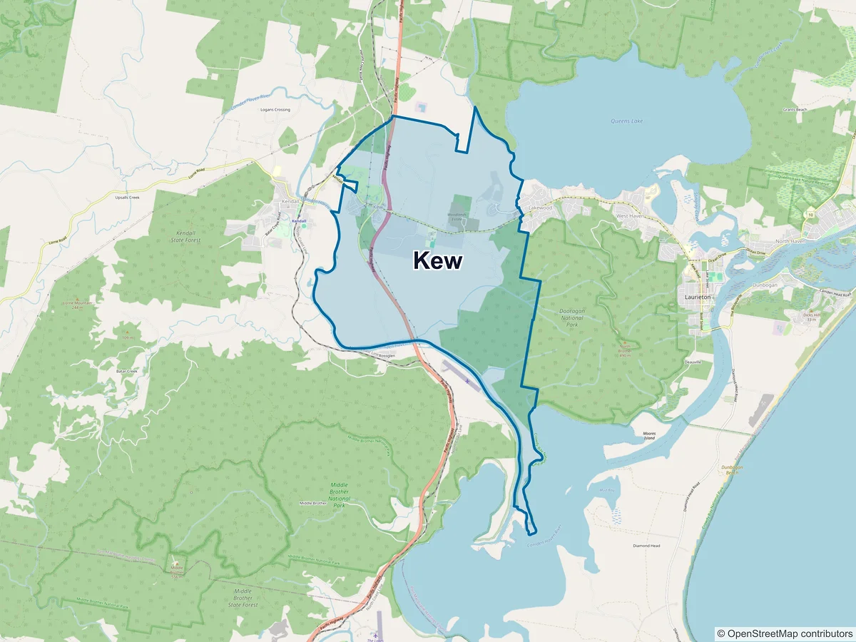 Map of Kew, NSW, Australia