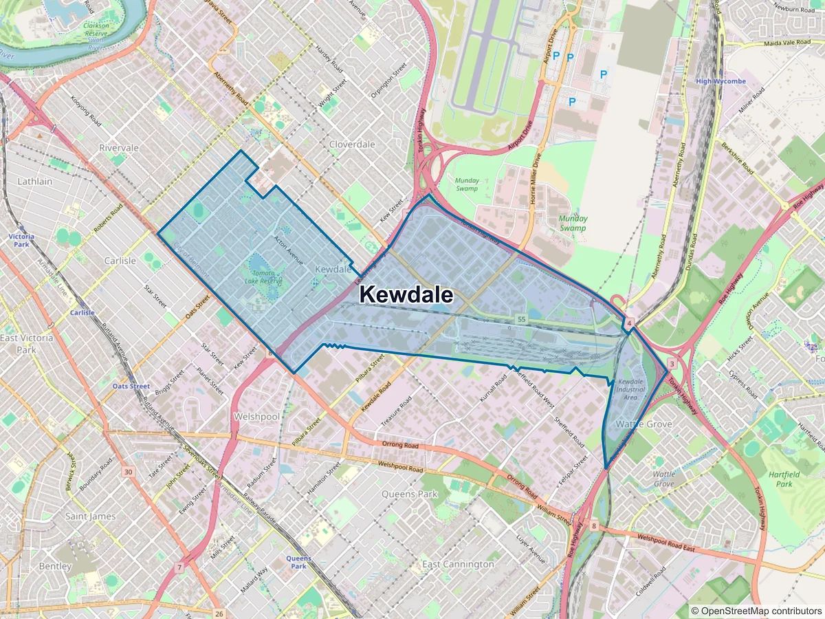 Map of Kewdale, WA, Australia
