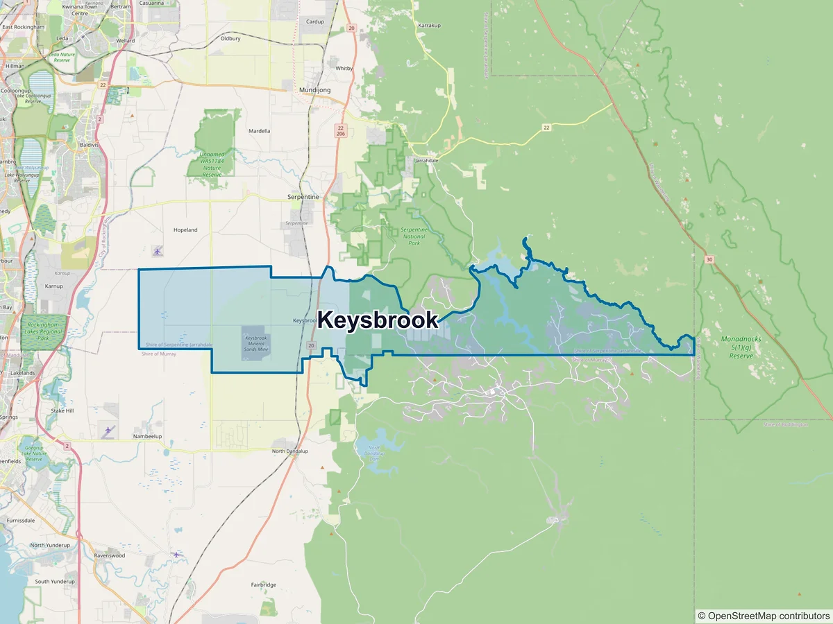Map of Keysbrook, WA, Australia
