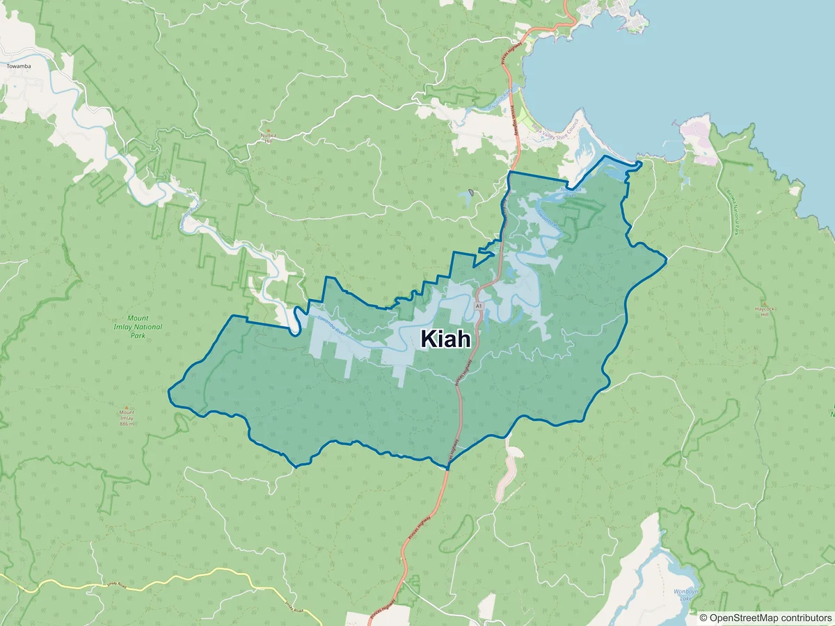 Map of Kiah, NSW, Australia