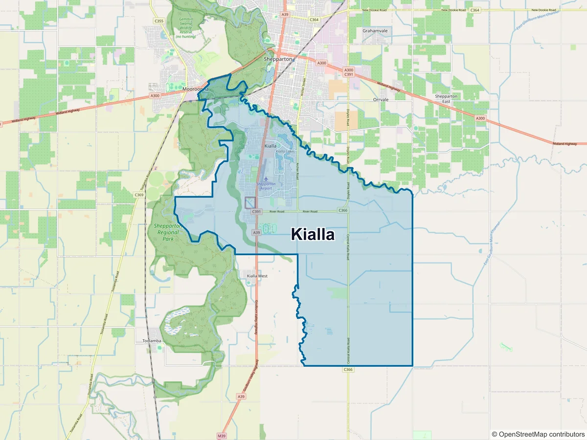 Map of Kialla, VIC, Australia