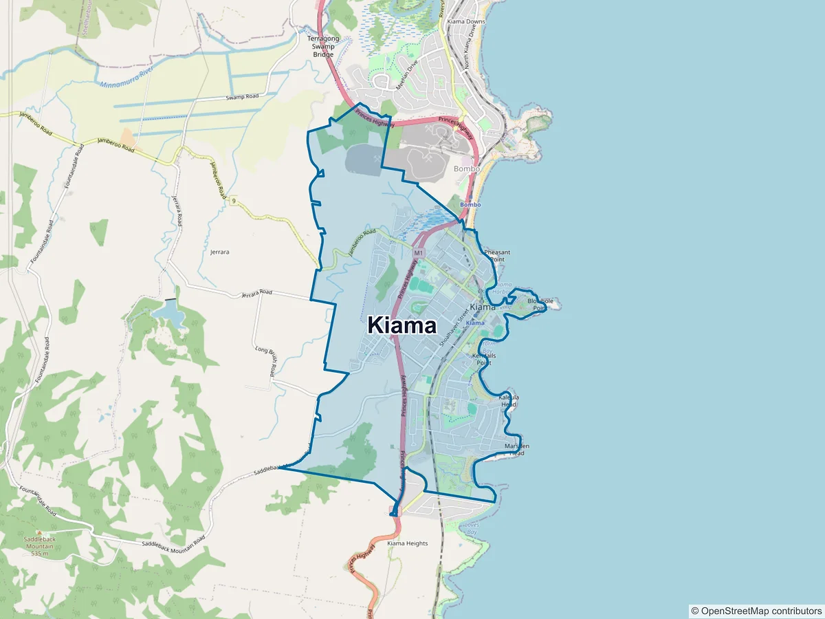 Map of Kiama, NSW, Australia