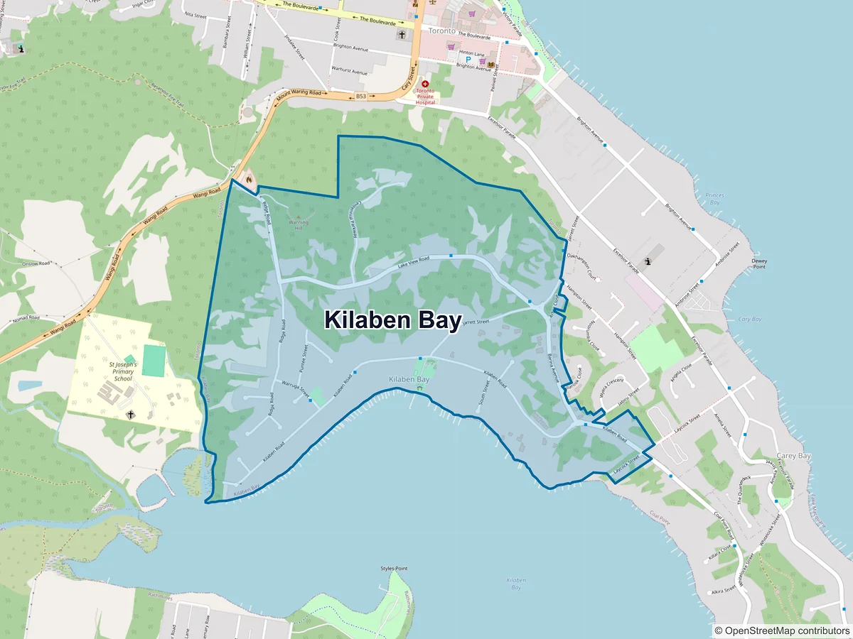 Map of Kilaben Bay, NSW, Australia