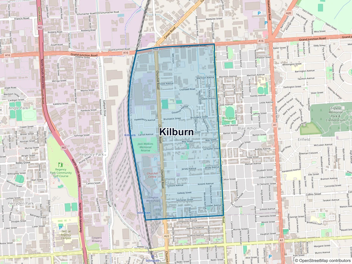 Map of Kilburn, SA, Australia