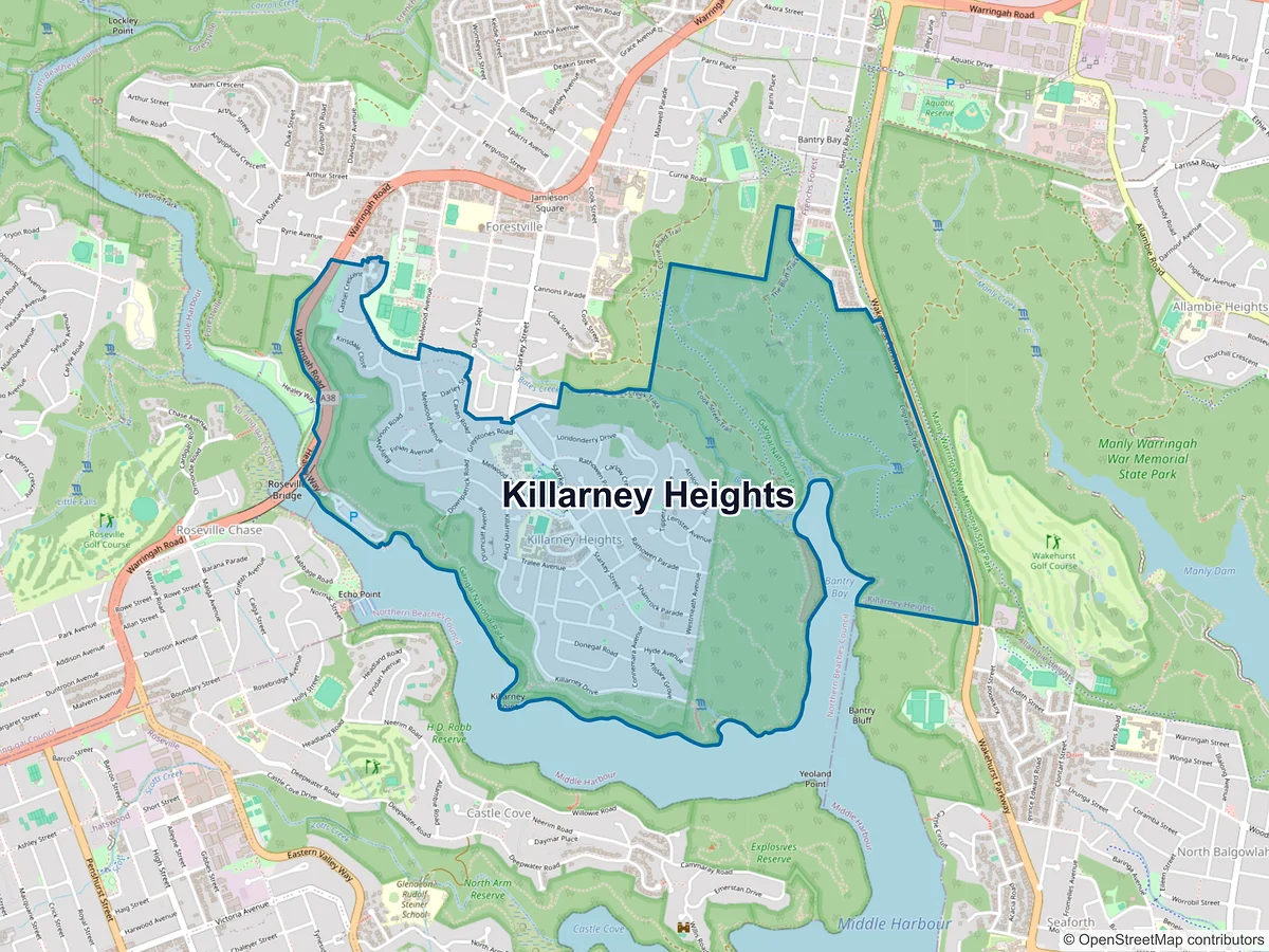 Map of Killarney Heights, NSW, Australia