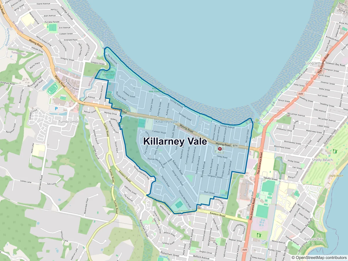 Map of Killarney Vale, NSW, Australia